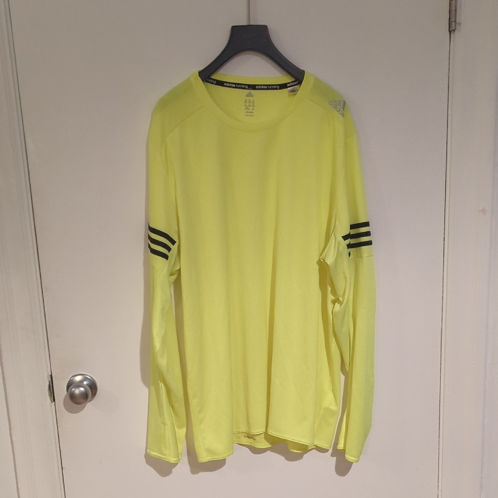 Adidas Men's Neon Yellow Long Sleeve Shirt